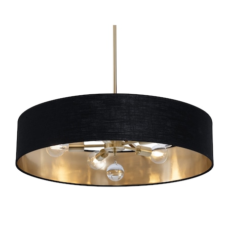 Afx Celine Pendant, 30 in., Satin Brass Nickel, Black/Gold Shade CLNP30MBSB-BKGD